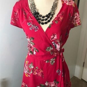 Justify pink Floral Blouse with Green and White Accents